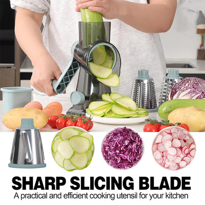LMETJMA 3-in-1 Rotary Cheese & Veggie Grater – Manual Slicer & Nut Grinder