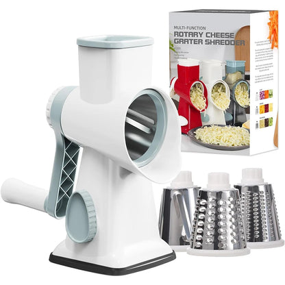 LMETJMA 3-in-1 Rotary Cheese & Veggie Grater – Manual Slicer & Nut Grinder
