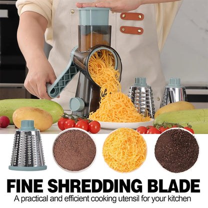 LMETJMA 3-in-1 Rotary Cheese & Veggie Grater – Manual Slicer & Nut Grinder